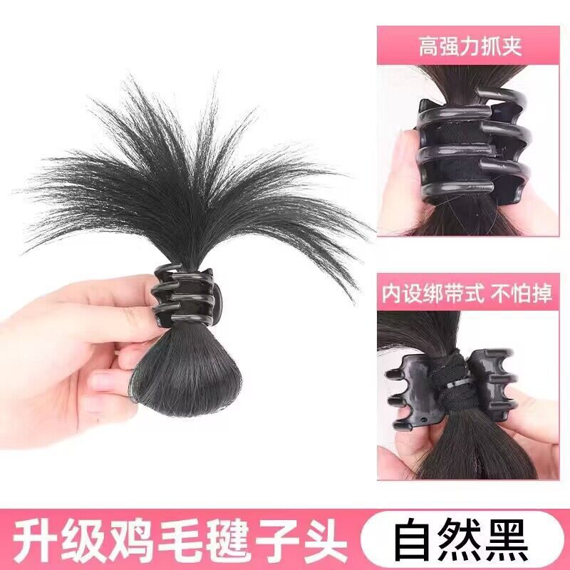 Medio-atado pollo pluma volante cabeza accesorios pelo peluca pinza perezoso natural pollo nido bola cabeza pollo pluma plumero peluca bolsa de pelo