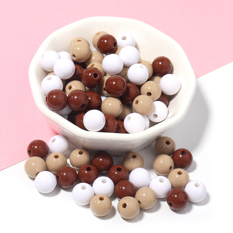 Cuentas redondas acrílicas de color sólido para Navidad, cuentas redondas de color sólido para joyería hecha a mano, accesorios de bricolaje, cuentas redondas de color sólido, cuentas sueltas.