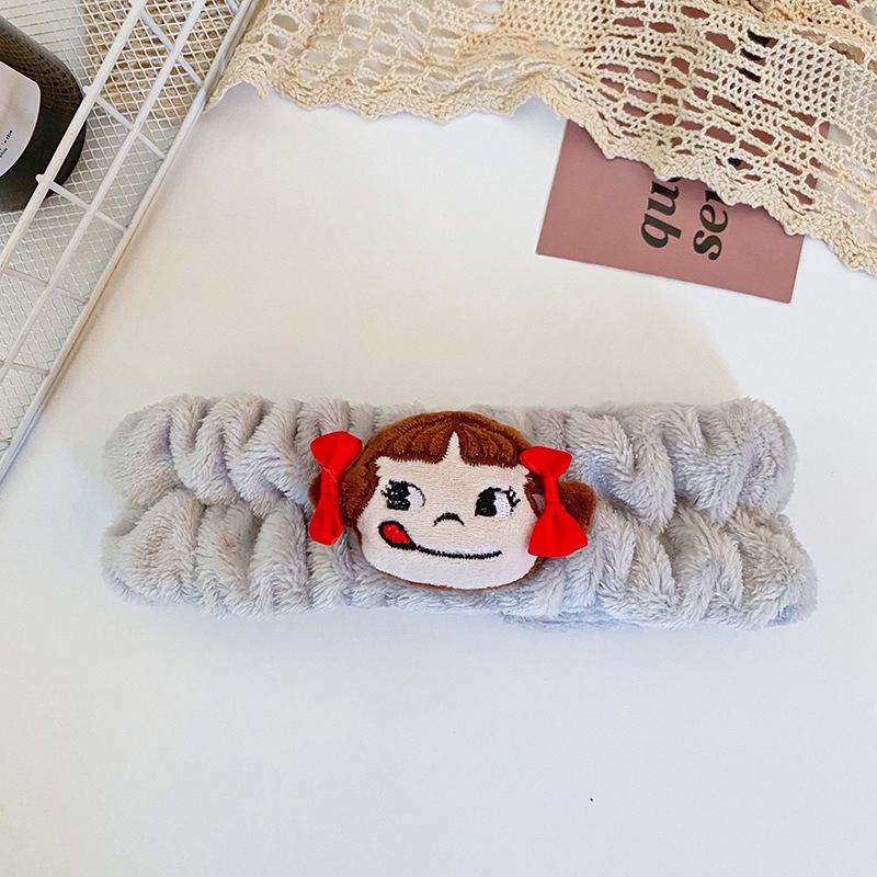 Coreano de dibujos animados niña felpa muñeca pelo banda cara lavado diadema coral terciopelo lindo diadema fábrica suministro directo accesorios para el cabello