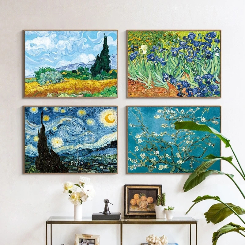Van Gogh's Famous Paintings, Abstract Starry Sky Scenery Canvas Paintings, Posters, Modern Home Decoration Hangings, Frameless Painting Cores