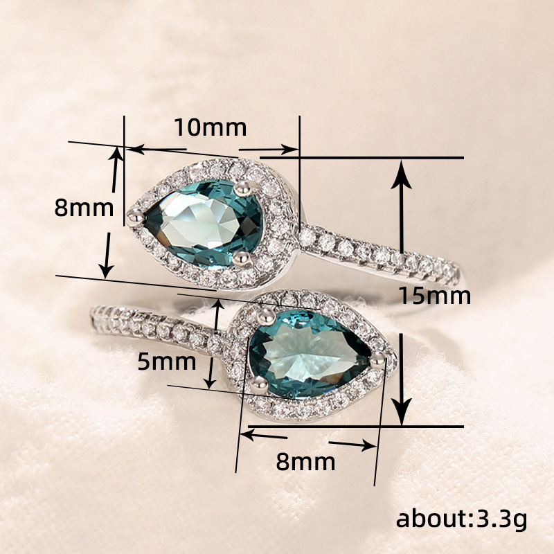 Classic Droplet Ring Adjustable Opening Luxury Jewelry For Party_voghion.com