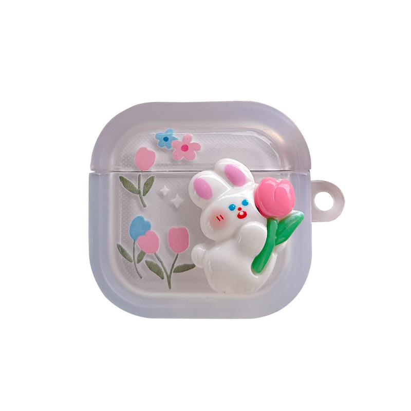 立体花朵兔子 适用苹果蓝牙airpods pro保护套airpods4代耳机壳|undefined