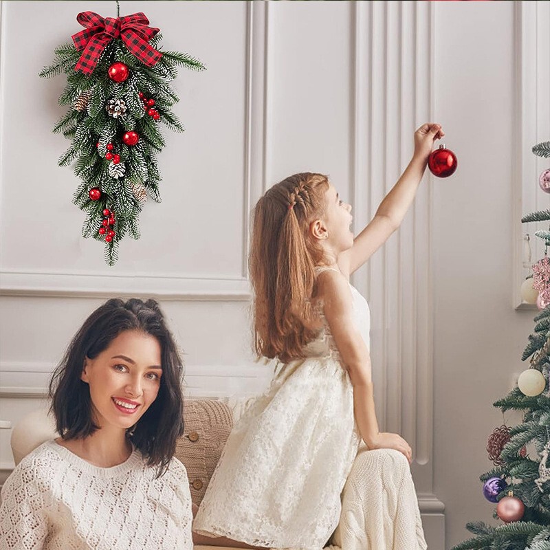 クリスマス植毛花輪楼掛階段花輪装飾装飾クリスマス室内北欧家庭シーン配置|undefined