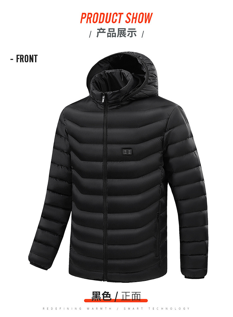Cross-border exclusive supply of European, American and European code heating cotton-padded jackets, dual-control 15-zone intelligent constant temperature heating cotton-padded jackets for men in stock pic 14