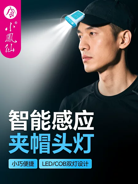 Xiaofengxian Intelligent Sensor Headlamp for Night Fishing, Waterproof, High Brightness, Rechargeable Fishing Light, Ultra-Bright Clip-On Outdoor Headlamp