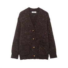 外贸2025冬季新款欧美风女装时尚休闲宽松褶皱针织衫外套9874101