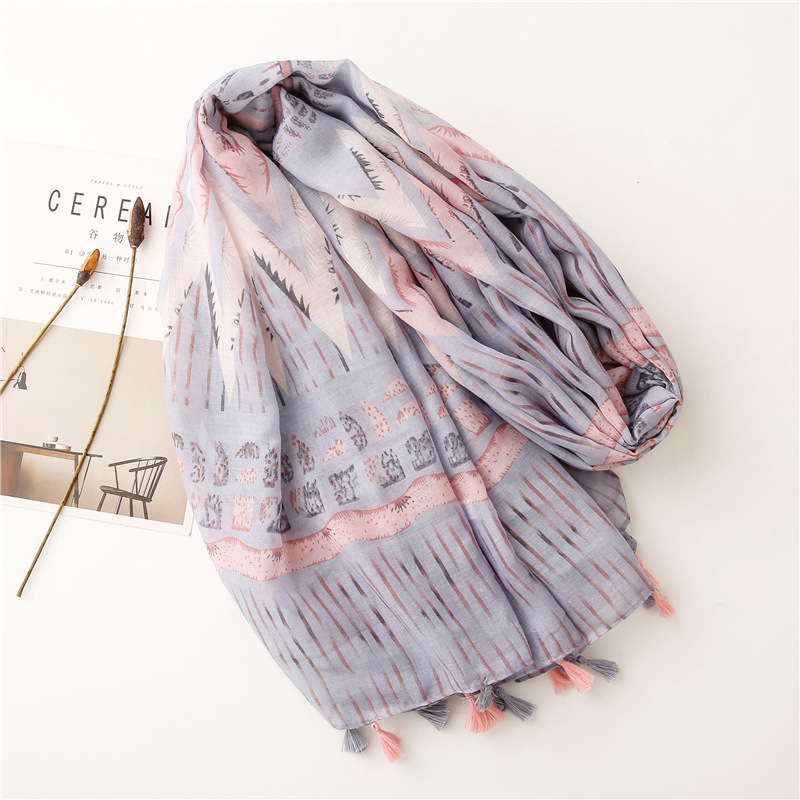 Korean Fashion Style New Feather Towel Scarf display picture 4
