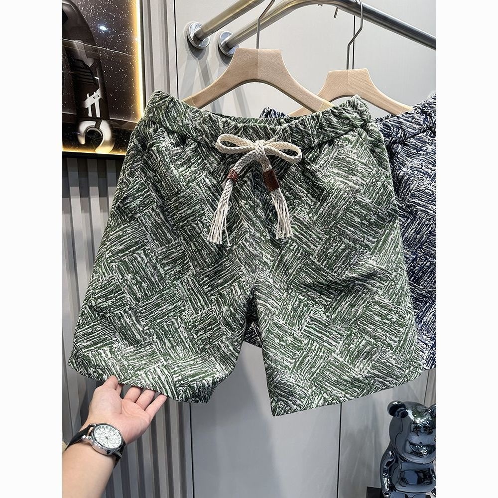 American-style Chanel-inspired men's summer casual loose mid-length shorts trendy youth versatile spotted shorts men's summer