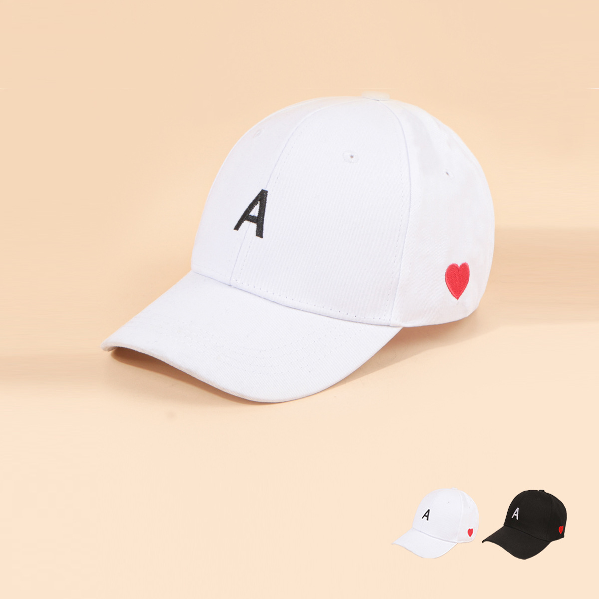 Unisex Basic Letter Heart Shape Embroidery Curved Eaves Baseball Cap display picture 1