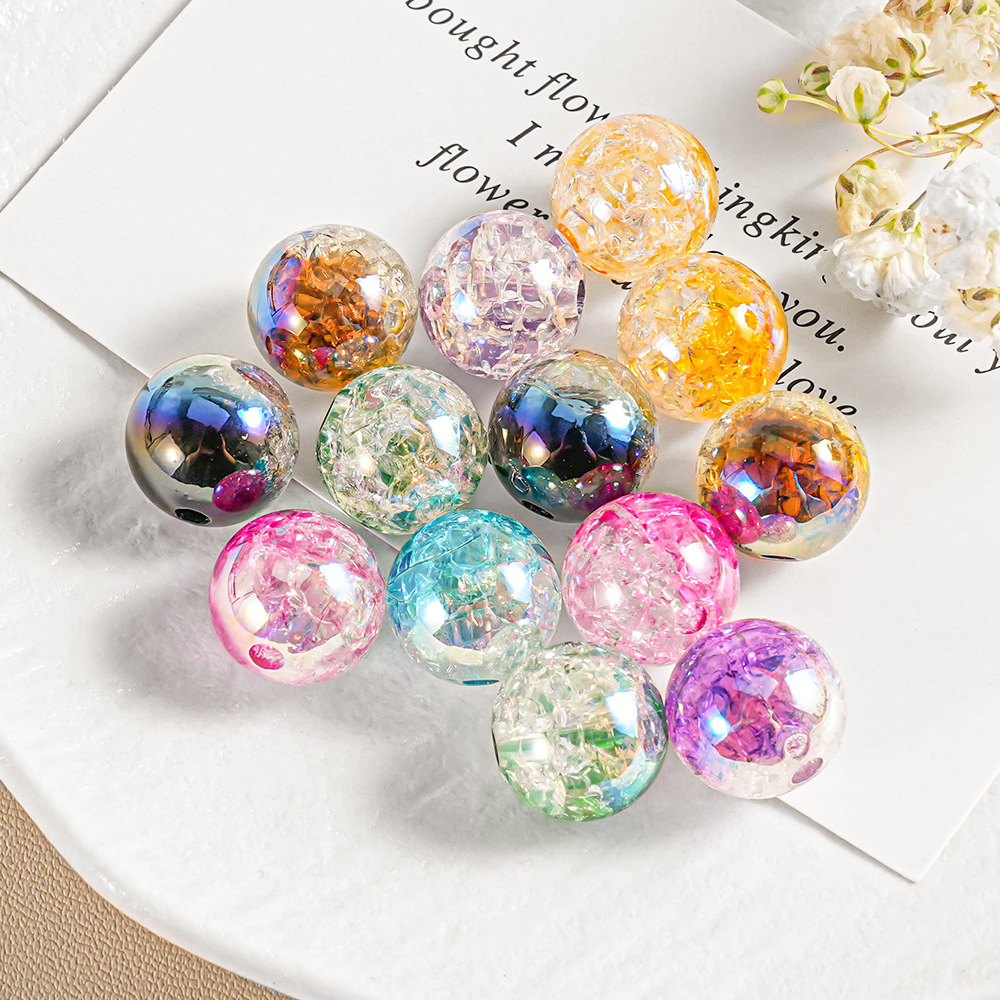 AB colorido, explosión transparente, grieta, vidrio de dos colores, cuentas, bricolaje, cadena de teléfono móvil floral, accesorios de cuentas al por mayor