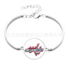 Metal hockey, retro bracelet natural stone, with gem, maple leaf