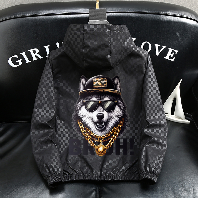 Veste à capuche homme légère coupe ample style décontracté_voghion.com