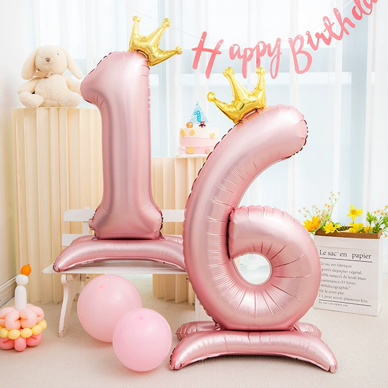 Big fuchsia pearl powder, digital balloon, Birthday gift
