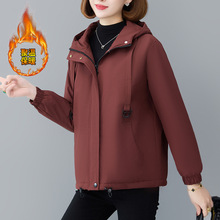 加绒加厚短款夹克外套女冬季2024新款时尚中年妈妈夹棉保暖上衣