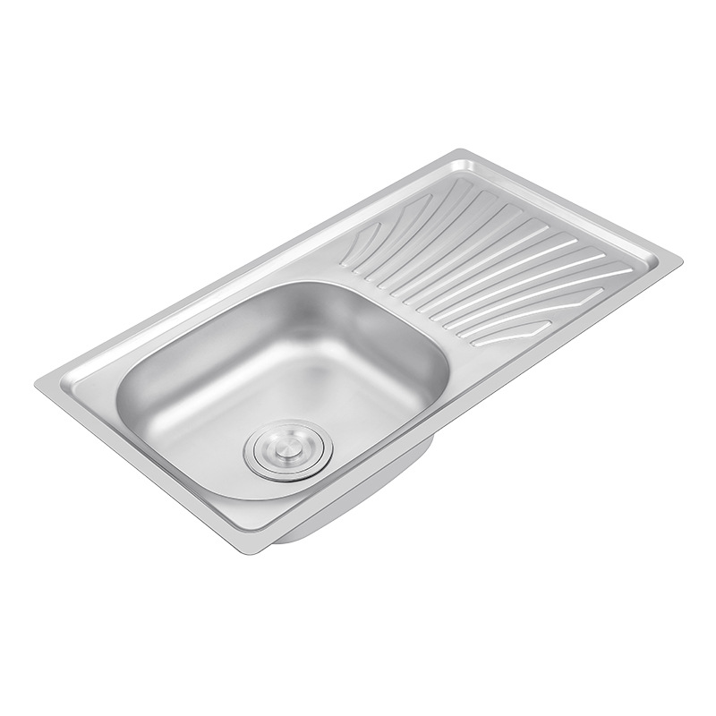 Fregadero de cocina monocuba de acero inoxidable con tabla de trabajo, para cocina image 9