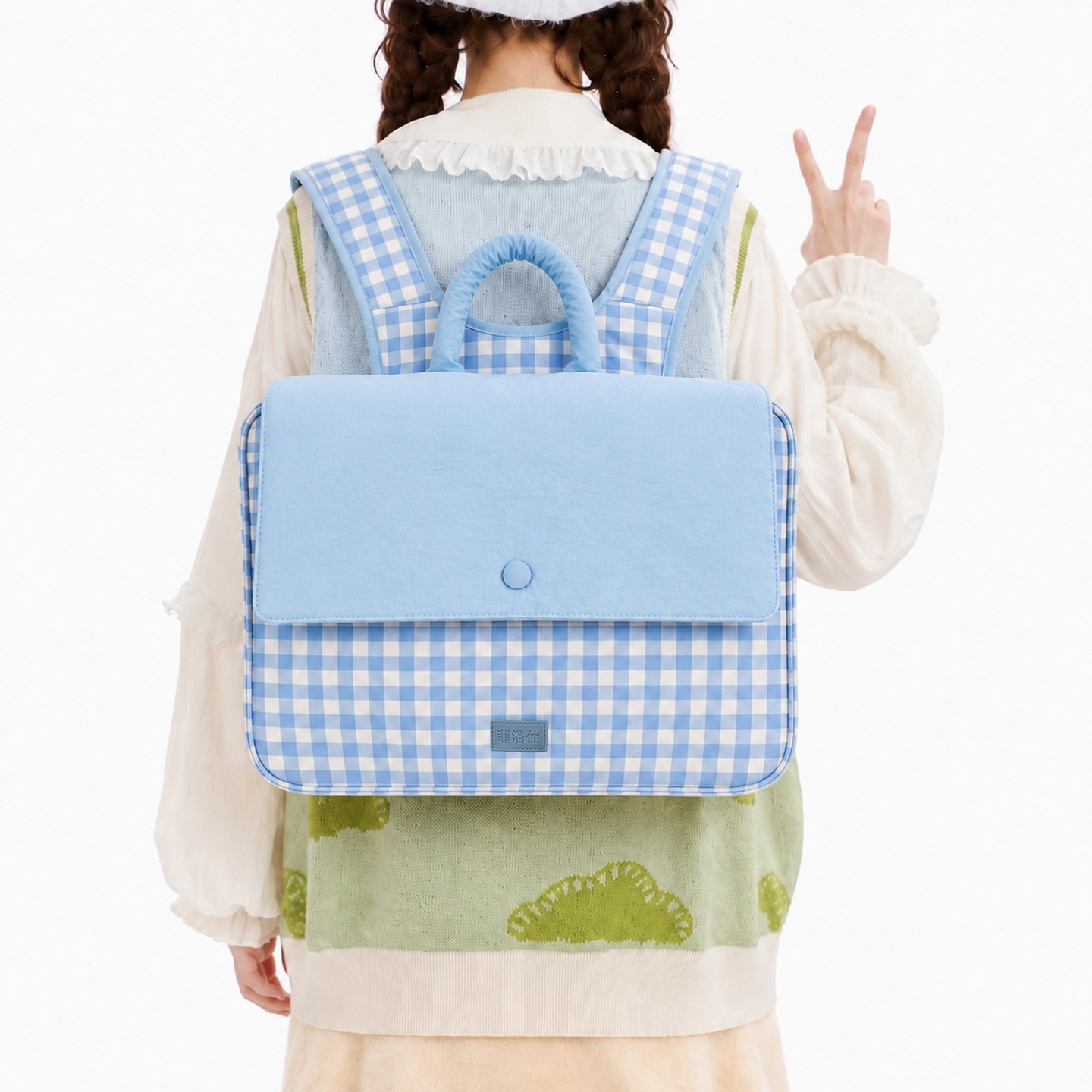 New stylish and fresh computer bag, backpack, school bag, student fashion simple plaid laptop backpack