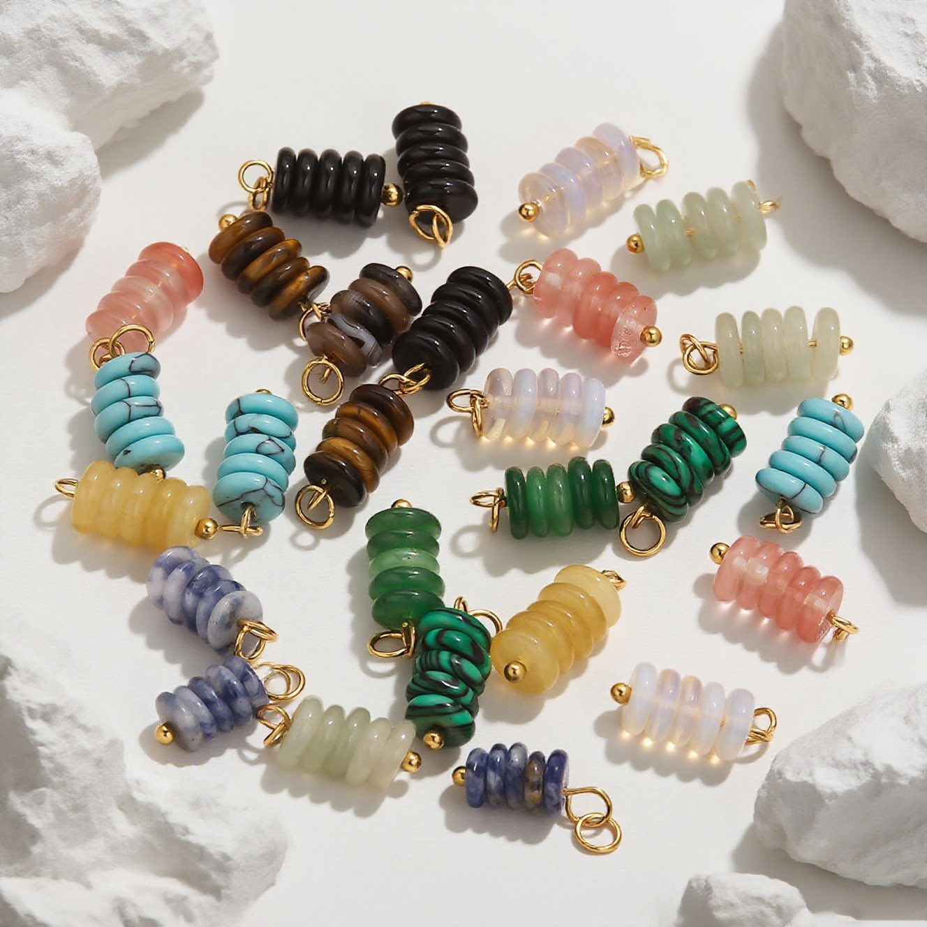 Acero inoxidable ojo de tigre piedra piedra natural perlas DIY joyería hecha a mano cuentas pendientes pulseras accesorios