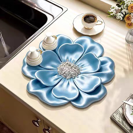 Flores de lujo ligero transfronterizo cocina de drenaje de algas absorción de agua secado rápido almohadilla de mesa mesa mesa fácil de cuidar almohadilla antideslizante resistente al desgaste