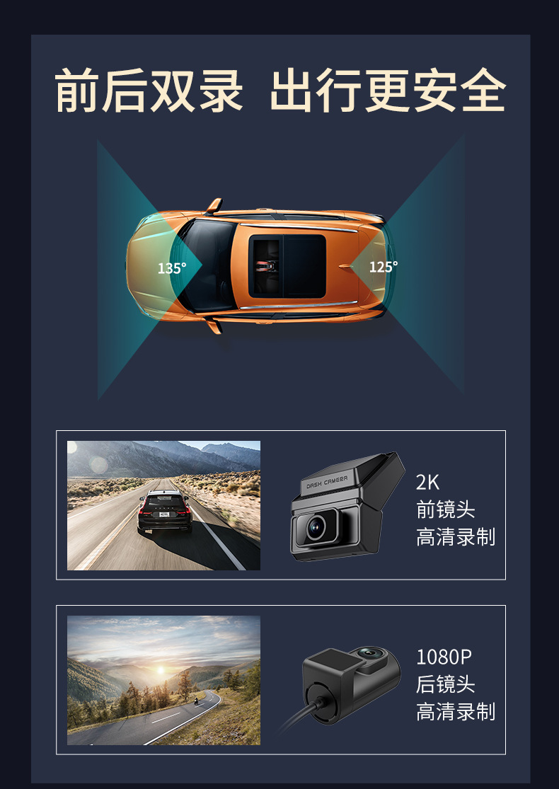 4G Dash Cam with Remote Real-Time Connection, 2K Front and Rear Recording