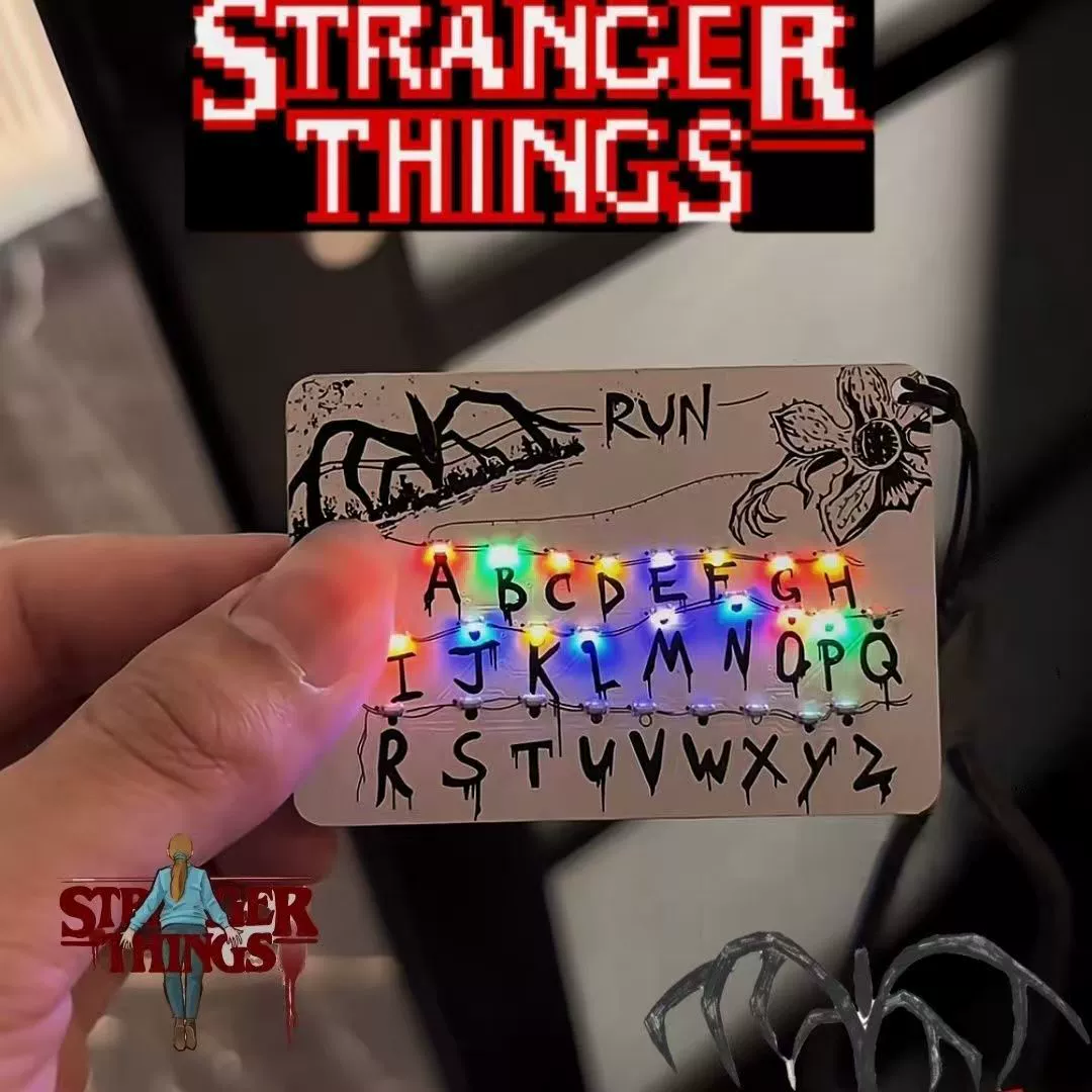 Luminous Pendant (Stranger Things) LED Alphabet Light Card Keychain, Multicolor LEDs