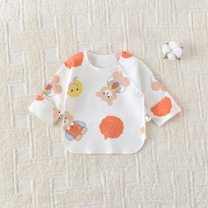 Newborn Baby Half-Back Shirt, Single-Layer, All-Season Style, Spring and Autumn Kimono-Style Clothing, Newborn Top, Clothing, Underwear, Base Layer