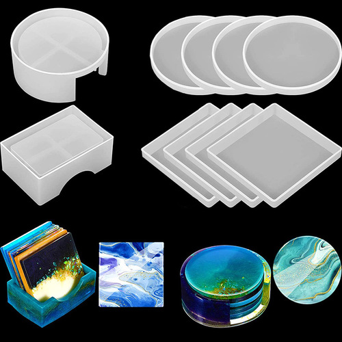 Handmade DIY Epoxy Resin Mold Storage Box Set: Round Coasters, Crystal Resin Decorations, and Silicone Molds