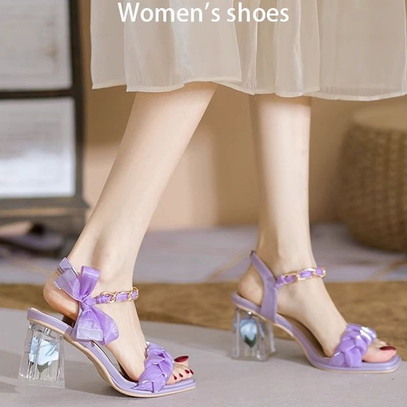 Summer Fairy Lightweight Sandals for Girls 2025 New Princess Style Fish Mouth Chunky Heel Open Toe High Heels for Girls Summer Fairy Lightweight Sandals for Girls 2025 New Princess Style Fish Mouth Chunky Heel Open Toe High Heels for Girls