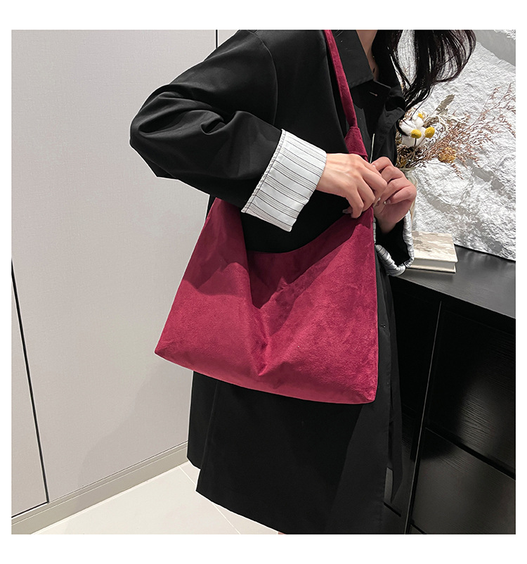 Cross-border suede large bag for women 2024 New style fashionable retro frosted tote bag for autumn and winter work and commuting bucket bag undefined