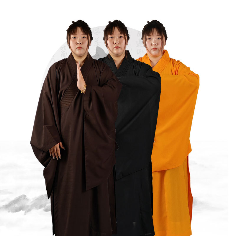 High-end Haiqing layperson robe women's version monk kasaya long robe monk robe Buddhist robe Haiqing blue clothing coffee color black