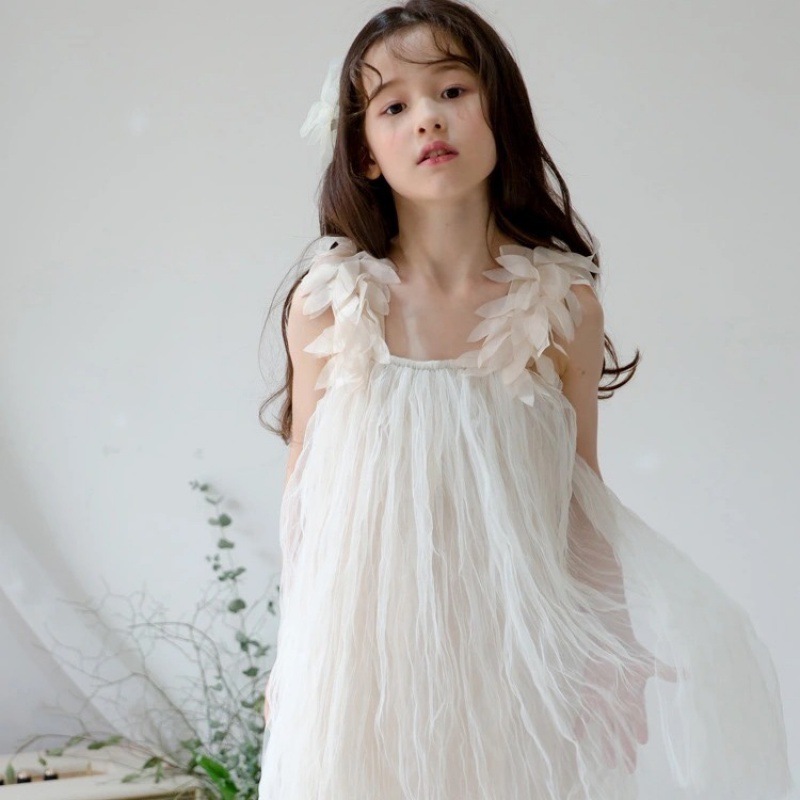 韩国童装连衣裙夏洋气露背无袖7岁超仙裙中大童公主礼服蓬蓬纱裙