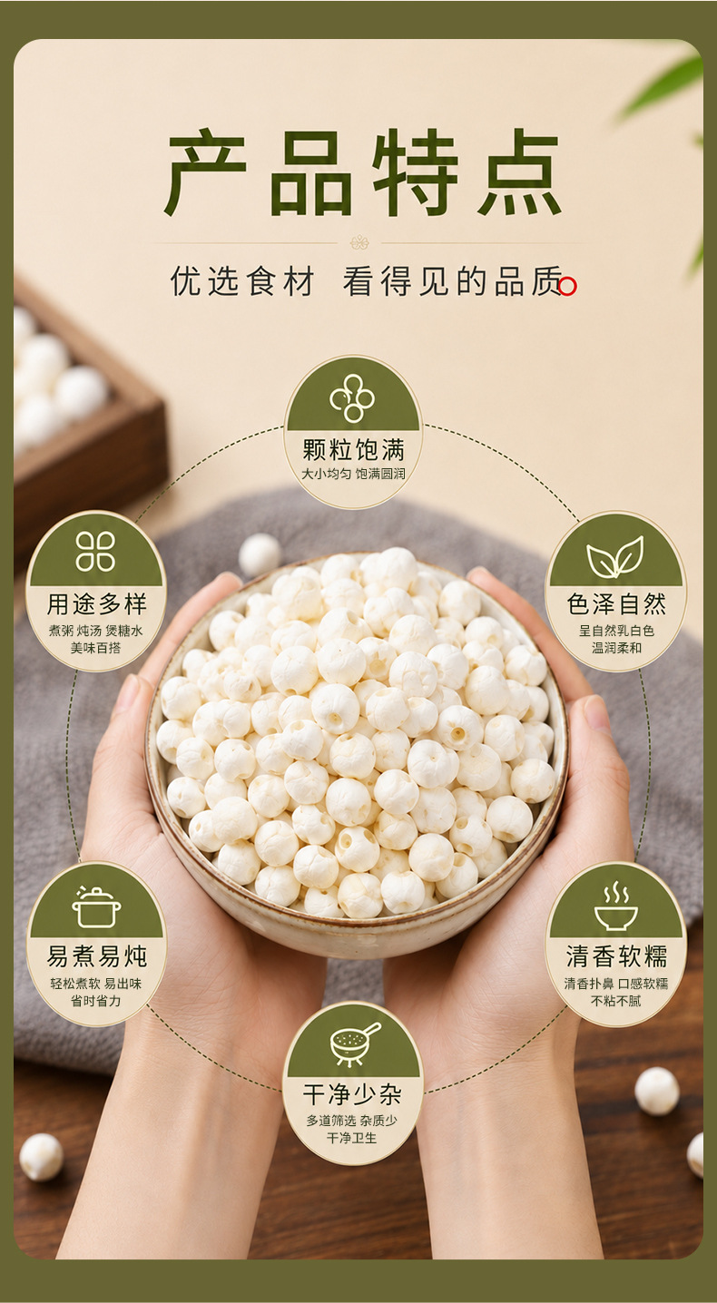 Dried Gorgon Fruit Seeds Qian Shi 500g Suzhou Euryale Seeds for Soup and Congee quality and texture