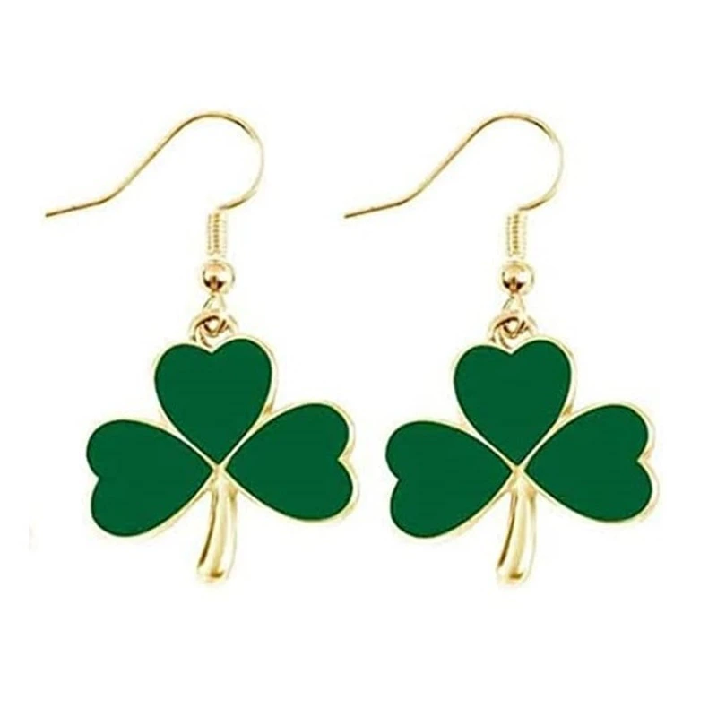 Европейский и американский новый ирландский фестиваль сплав масло капли зеленые серьги трансграничные SHEIN шляпа Клевер аксессуары