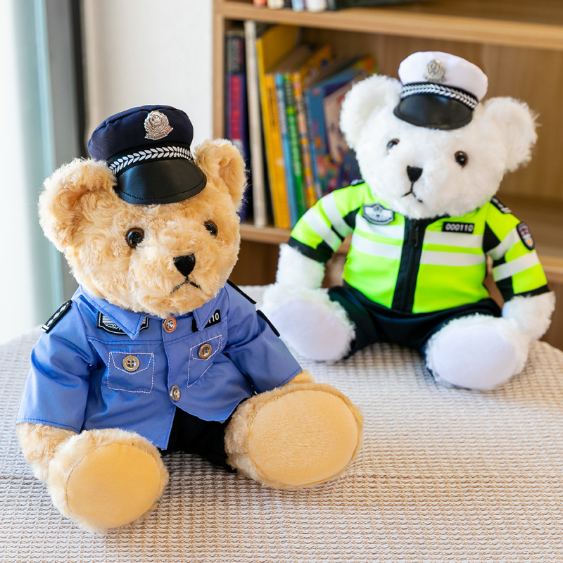 Muñecas de oso de policía de tráfico de oso de muñecas uniformes de bomberos regalos para niños Teddy Bear juguetes de peluche