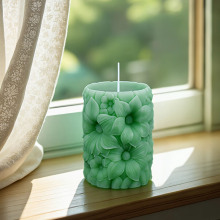 文信 玫瑰花花柱香薰蜡烛硅胶模具 DIY牵牛花圆柱磨具跨境新款