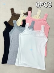 6 個セット女性のサスペンダーベスト春の新作ファッションキャミソール