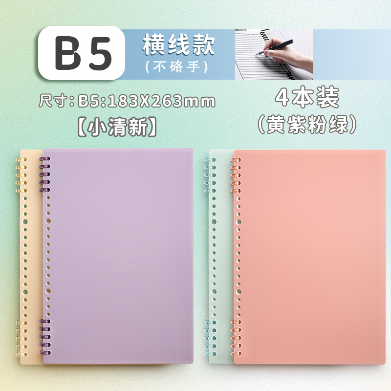 B5 horizontal line · 4 books [yellow+purple+pink+green] total 480 pages