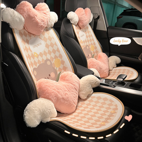 Car seat cushion summer cartoon cute seat cushion universal four seasons popular item rear seat three-piece set petite waist single piece