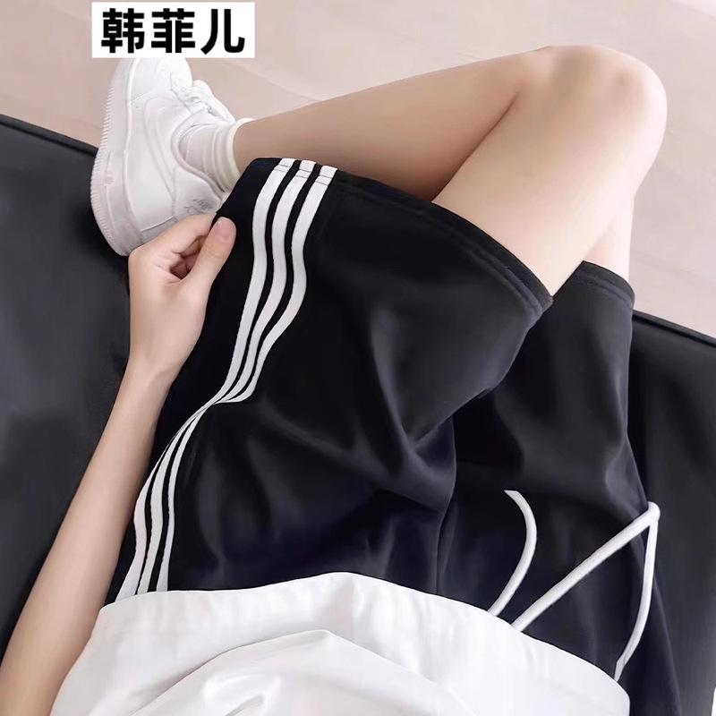 Douyin Quality Sports Shorts for Women 2025 Summer New High-Waisted Wide-Leg Student Outer Wear Slimming Look A-Line Five-Point Pants