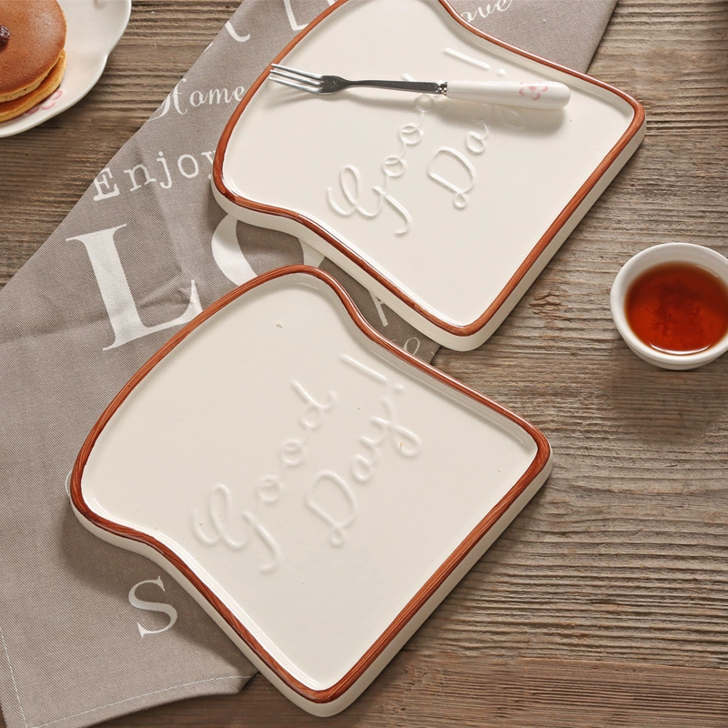 Creative Bread Plate Food Date Ceramic Ping Disk Home Disk Caudi Caudi Sushi Bencs Drive Dumpling Personalized Toast Personal Disk
