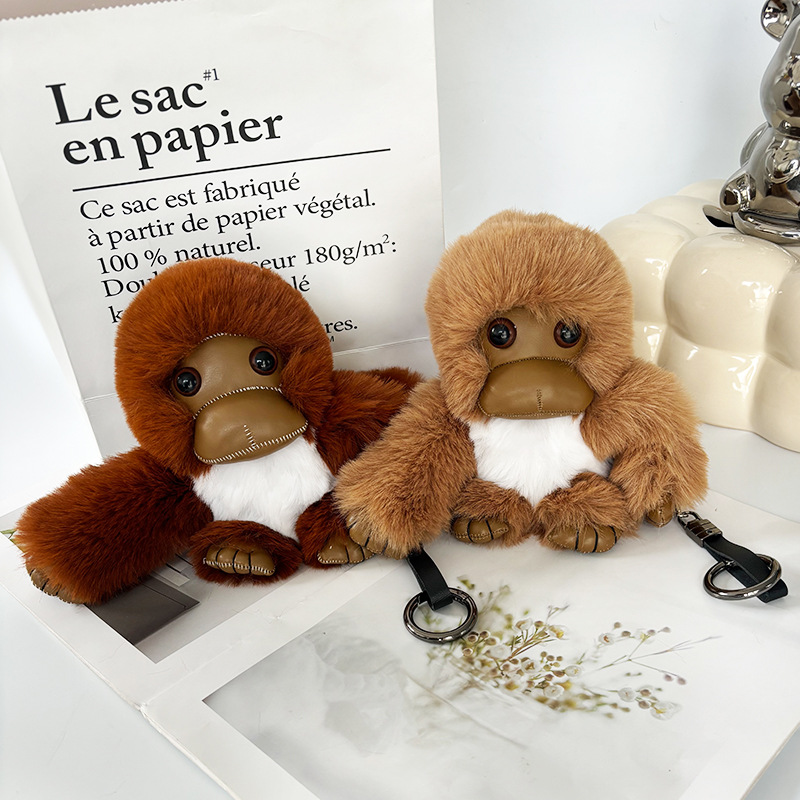 Imitación de piel de conejo rex adornos de mono lindo muñeco de peluche colgante de mochila escolar colgante de llavero de coche