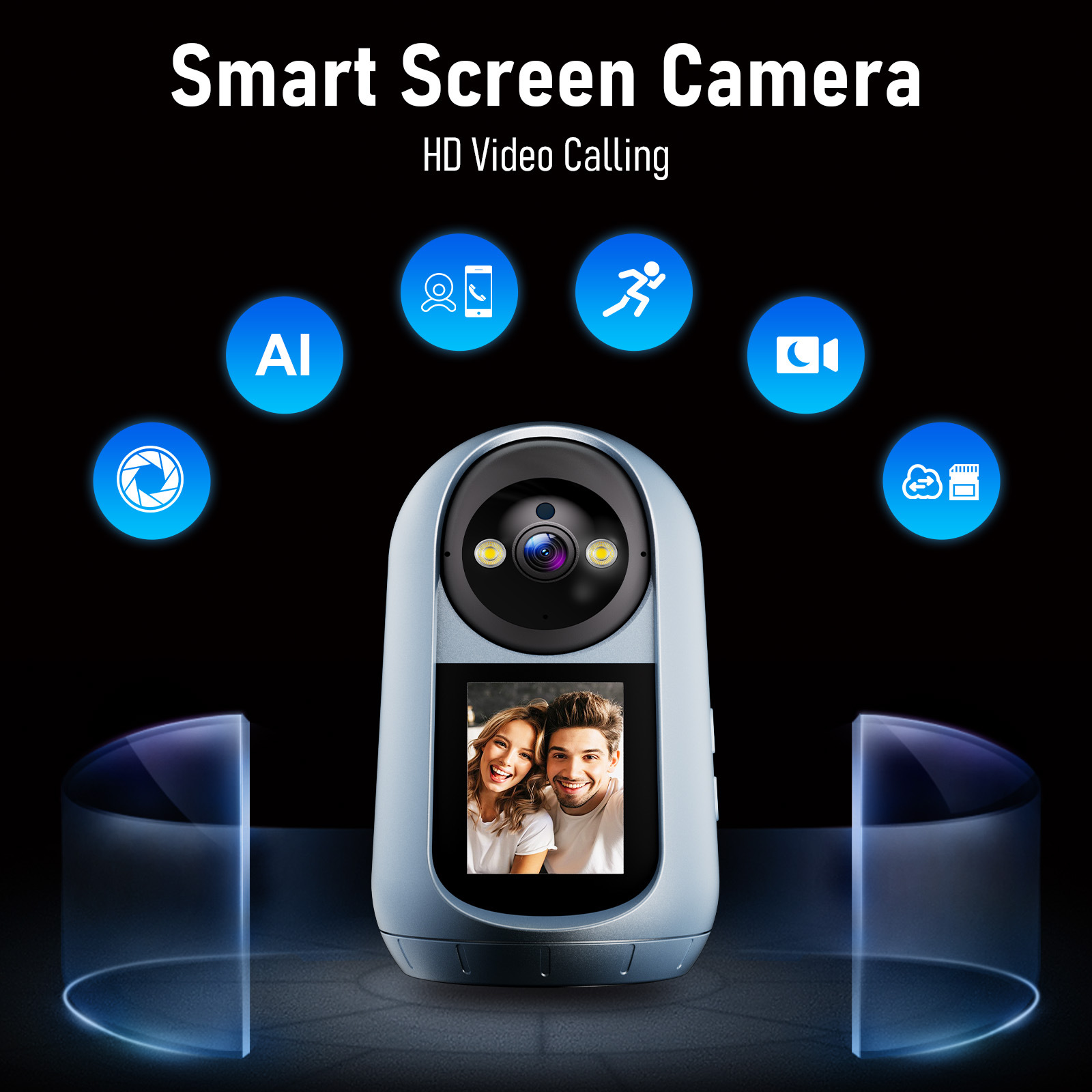 Cámara de Videollamadas Inteligente con Graffiti de Fábrica, Nuevo Modelo Popular para Comercio Exterior y Transfronterizo, Vigilancia Inalámbrica Panorámica e Inclinable de Alta Definición