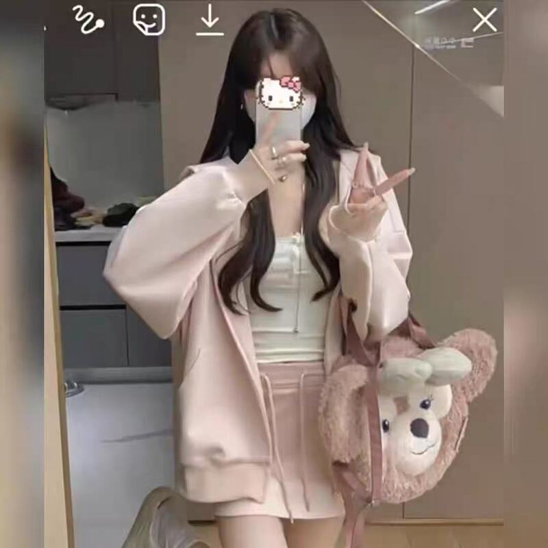 山东即墨初秋粉色卫衣外套女秋冬季小个子连帽衣韩系早秋穿搭2025|undefined
