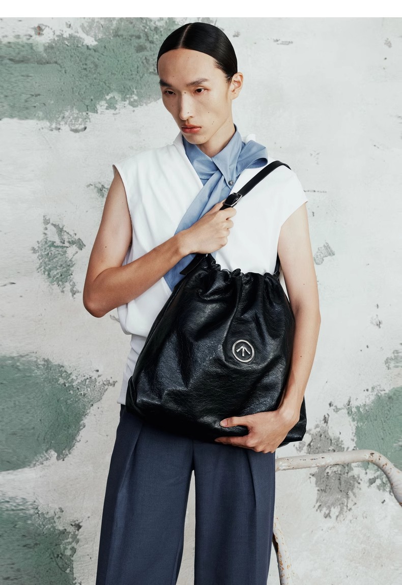 GROTTO Autumn/Winter Genuine Leather Garbage Large Capacity Mother and Child Single Shoulder Crossbody Bag_voghion.com
