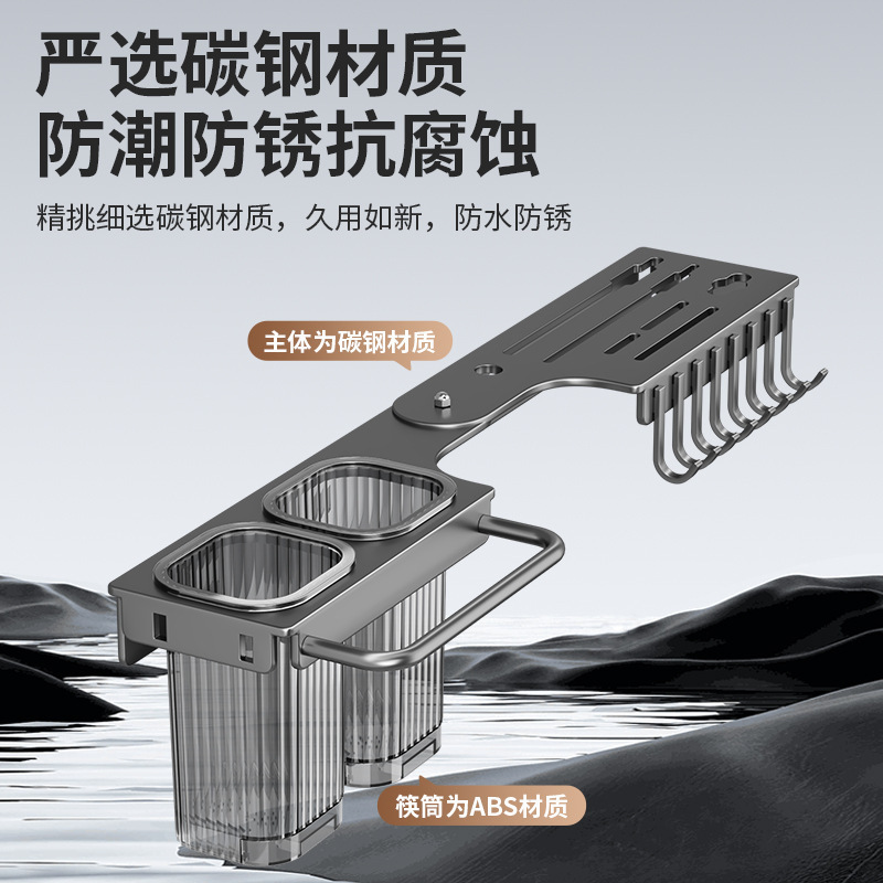 刀架置物架旋转一体刀架厨房家用多功能折叠铲子勺子刀具筷子收纳|undefined