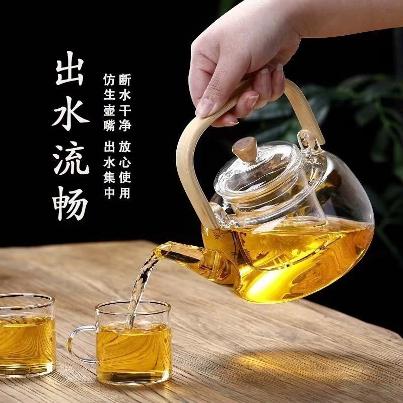Glass transparent teapot, liner, tea, increased thickness