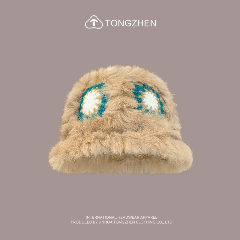 China-Chic Kaninchenhaar Löwe Erwachen Niedlicher Plüsch-Tigerkopf für Kinder, chinesische gestrickte Fischermütze im Winter_voghion.com