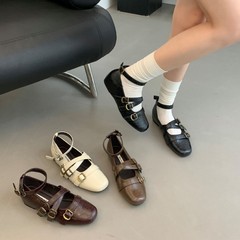 内は高くなって、メアリー珍の靴の女性の靴の2025年の春秋の新型の足首のボタンは小さい大衆にスカートの靴を配合します。