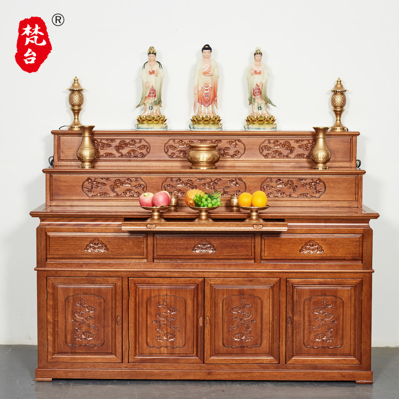 Fantai Xizang-style Memorial Table Three-layer Household Solid Wood Buddha Table Fragrant Case New Chinese-style Memorial Table Middle Hall God Table Buddha Hall Memorial Table