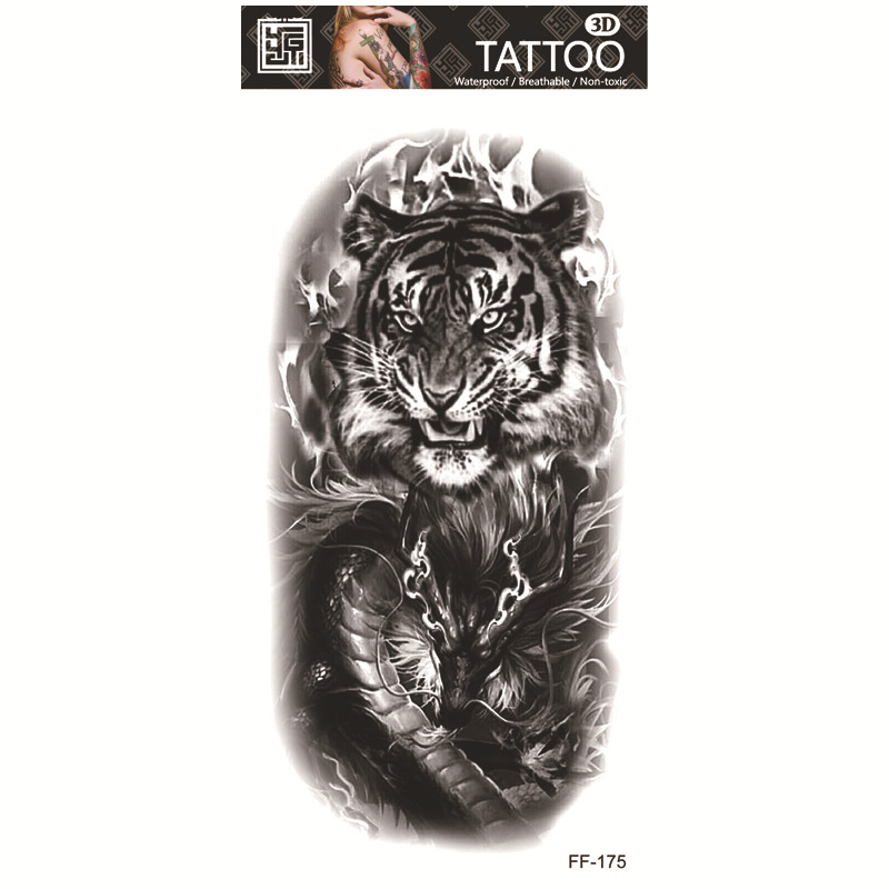 Yuanhua fábrica de pegatinas de tatuaje a prueba de agua en stock al por mayor cabeza de Lobo tótem texto árabe tatuaje pegatinas suministro transfronterizo