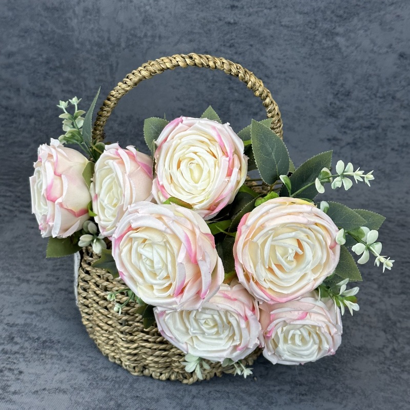 Artificial 7-cabeza imperial concubina Rose boda decoración del hogar flor de seda novia con flor tiro accesorios flor falsa al por mayor
